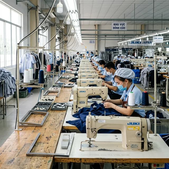 Máy đóng khuy mắt phượng công nghiệp tại xưởng Trung Hiếu Hóc Môn